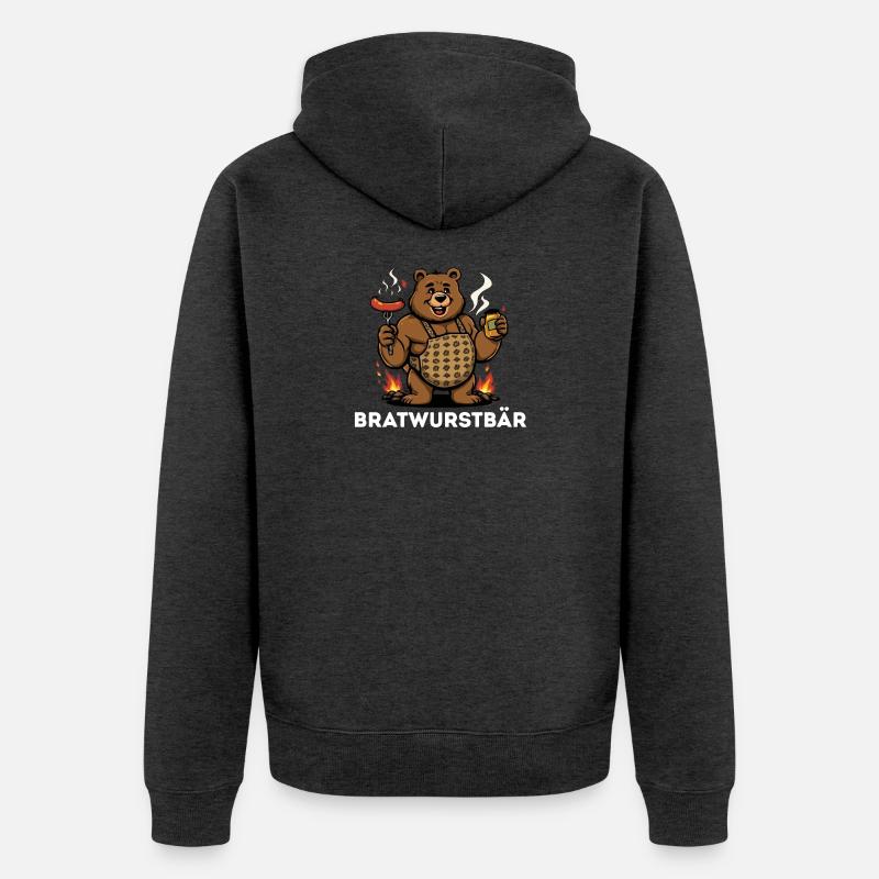 Bratwurst Bear Idée cadeau barbecue - Veste à capuche bio Premium Unisexe - anthracite chiné