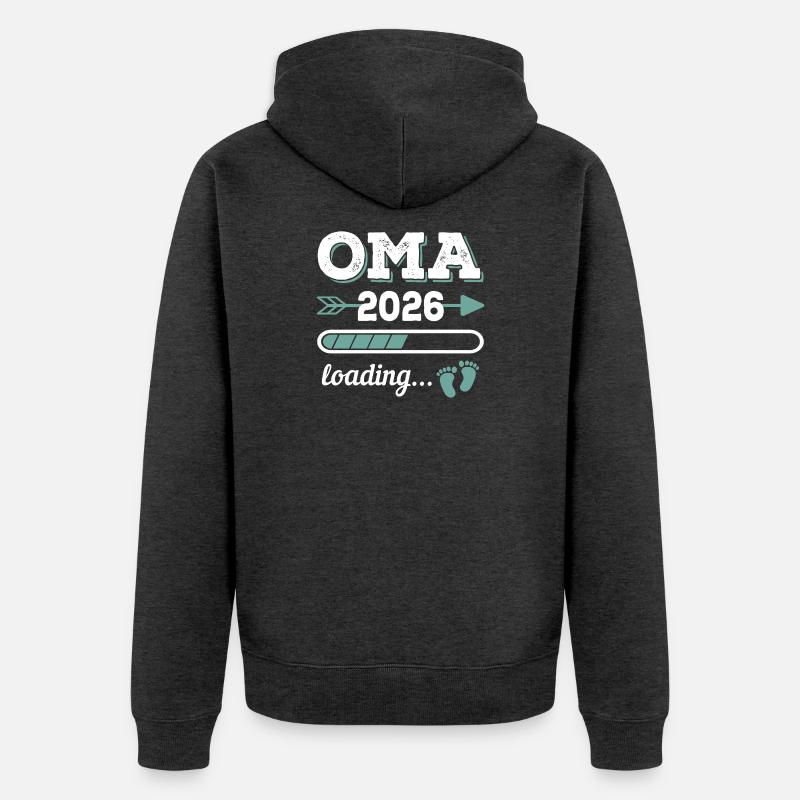 Oma 2026 Loading Werdende Großmutter Geschenkidee - Unisex Premium Bio Zip Hoodie - Anthrazit meliert