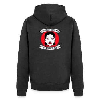 You Wouldn't Understand It's An Inside Joke Spruch - Unisex Premium Bio Zip Hoodie - Anthrazit meliert - Hinten - Nico (187cm)