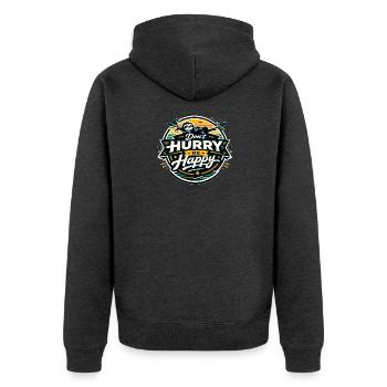 Dont Hurry Be Happy Sloth - Unisex Premium Organic Zip Hoodie - heather anthracite - Back - Nico (187cm)