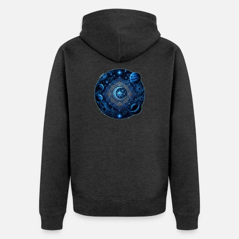 Planètes spatiales Galaxies Étoiles Lunes - Veste à capuche bio Premium Unisexe - anthracite chiné