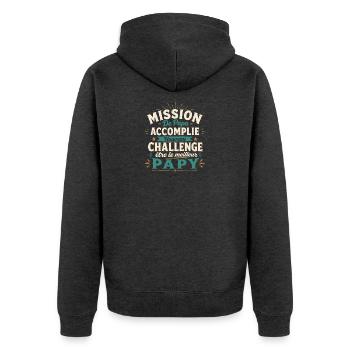 Mission De Papa Accomplie Cadeau Pour Futur Papy - Veste à capuche bio Premium Unisexe - anthracite chiné - Dos - Nico (187cm)