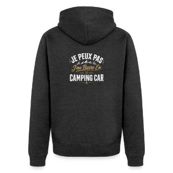 Je peux pas je me barre en camping-car - Veste à capuche bio Premium Unisexe - anthracite chiné - Dos - Nico (187cm)