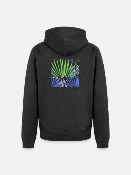 Tropisches Palmen Kontrast Muster - Unisex Premium Bio Zip Hoodie - Anthrazit meliert