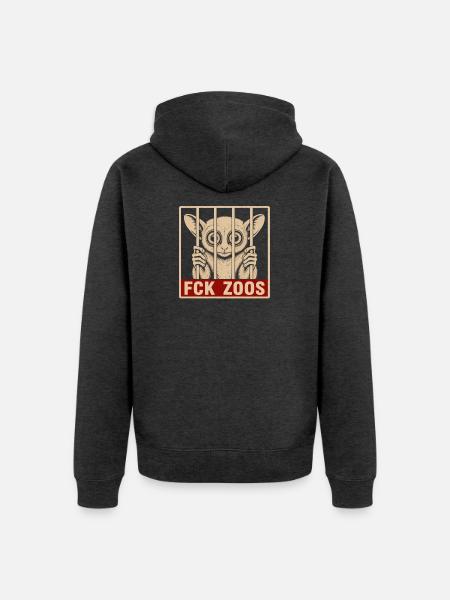 FCK Zoos Koboldmaki - Unisex Premium Bio Zip Hoodie - Anthrazit meliert