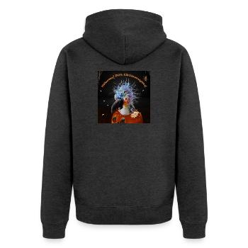 Krallo Kreisch™ im Kürbis-Knast Anti-Halloween - Unisex Premium Bio Zip Hoodie - Anthrazit meliert - Hinten - Nico (187cm)