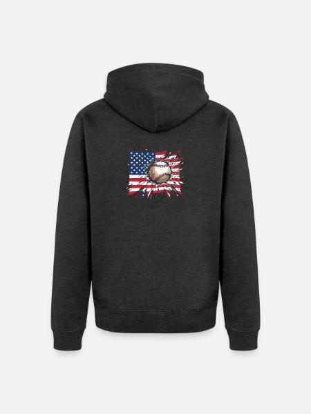 Patriotische US-Flagge-Baseball-Grafik - Unisex Premium Bio Zip Hoodie - Anthrazit meliert