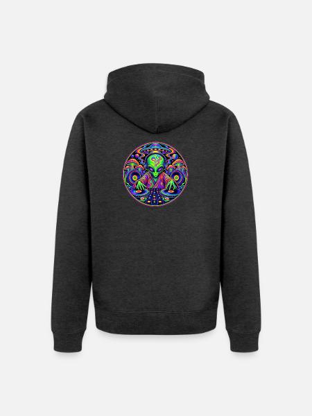 Alien DJ - Unisex Premium Bio Zip Hoodie - Anthrazit meliert