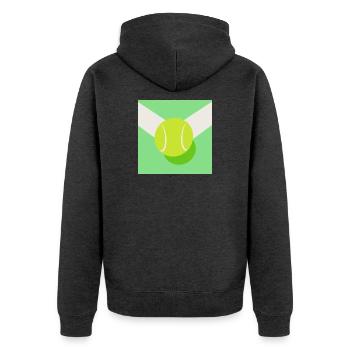 Tennisbälle Tennis - Unisex Premium Bio Zip Hoodie - Anthrazit meliert - Hinten - Nico (187cm)