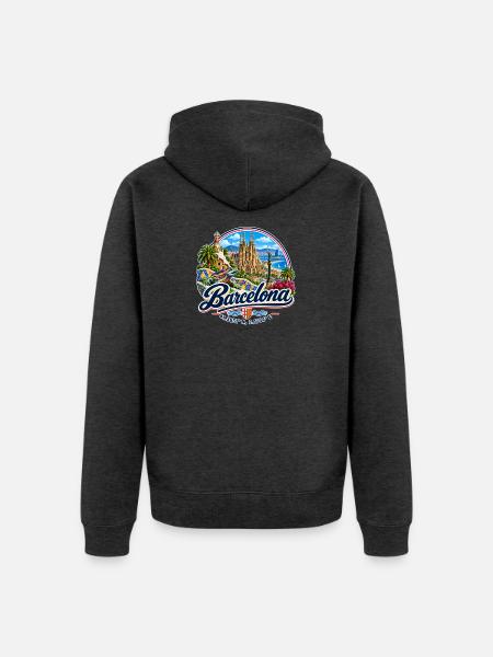 Barcelona - Spanien - Espana - Spain - Unisex Premium Bio Zip Hoodie - Anthrazit meliert