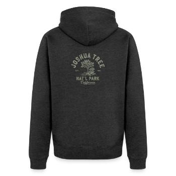 Der Nationalpark Vintage Joshua Tree - Unisex Premium Bio Zip Hoodie - Anthrazit meliert - Hinten - Nico (187cm)