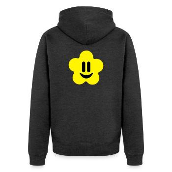 flower power smiley - Veste à capuche bio Premium Unisexe - anthracite chiné - Dos - Nico (187cm)