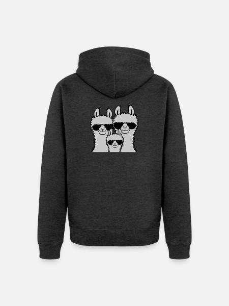 Lama Famille Parents Enfant - Veste à capuche bio Premium Unisexe - anthracite chiné