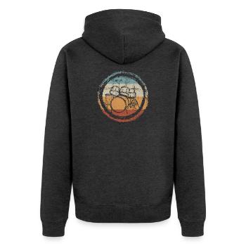Timbre rétro tambour cercle - Veste à capuche bio Premium Unisexe - anthracite chiné - Dos - Nico (187cm)