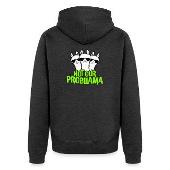 Not our Problama 3 Lamas Freunde Team Sonnenbrille - Unisex Premium Bio Zip Hoodie - Anthrazit meliert - Hinten - Nico (187cm)