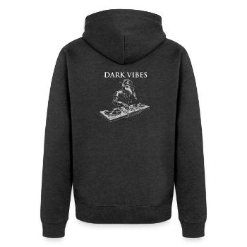 Dark Vibes Plague Doctor DJ - Unisex Premium Bio Zip Hoodie - Anthrazit meliert - Hinten - Nico (187cm)
