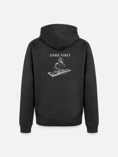 Dark Vibes Plague Doctor DJ - Unisex Premium Bio Zip Hoodie - Anthrazit meliert