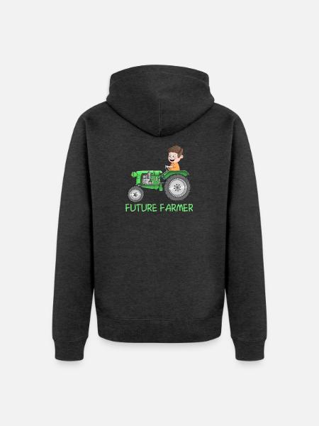 Nachwuchs Landwirt - Bauer - future farmer - Unisex Premium Bio Zip Hoodie - Anthrazit meliert