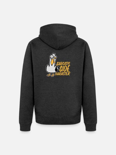 Crazy Seagull Sarcastic Side Character Funny - Unisex Premium Organic Zip Hoodie - heather anthracite