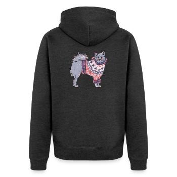 FINNISCHER SPITZ IM JUMPER - Unisex Premium Bio Zip Hoodie - Anthrazit meliert - Hinten - Nico (187cm)