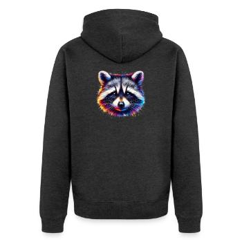 Raccoon - Unisex Premium Organic Zip Hoodie - heather anthracite - Back - Nico (187cm)