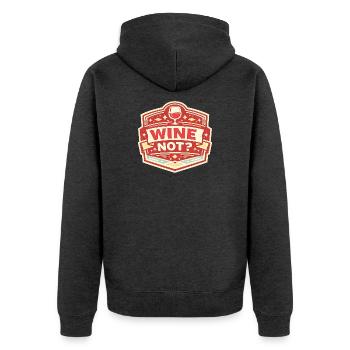 Wein Nicht? Vintage Badge Design - Unisex Premium Bio Zip Hoodie - Anthrazit meliert - Hinten - Nico (187cm)