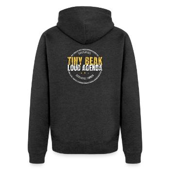 Nymphensittich - Tiny Beak Loud Agenda - Vogelfreu - Unisex Premium Bio Zip Hoodie - Anthrazit meliert - Hinten - Nico (187cm)