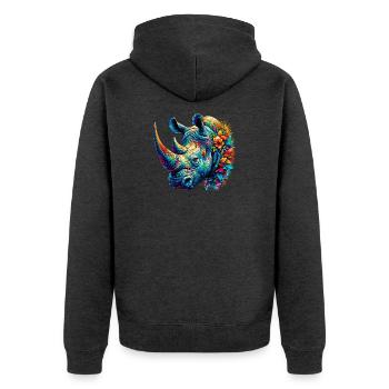 Rhinoceros - Unisex Premium Organic Zip Hoodie - heather anthracite - Back - Nico (187cm)