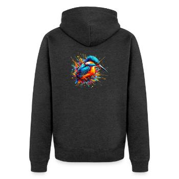 Eisvogel - Unisex Premium Bio Zip Hoodie - Anthrazit meliert - Hinten - Nico (187cm)