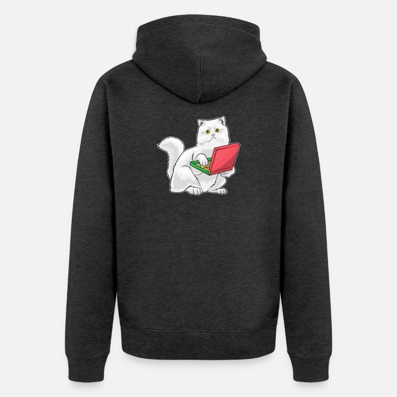 Pizza Chat Persan - Veste à capuche bio Premium Unisexe - anthracite chiné
