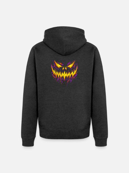 Gruseliges Monster Gesicht Halloween - Unisex Premium Bio Zip Hoodie - Anthrazit meliert