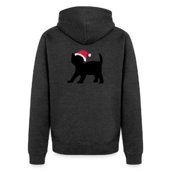 Chaton dans un chapeau de Noël. - Veste à capuche bio Premium Unisexe - anthracite chiné - Dos - Nico (187cm)
