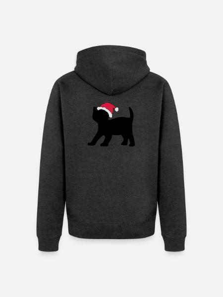 Kitten in an Xmas Hat. - Unisex Premium Organic Zip Hoodie - heather anthracite