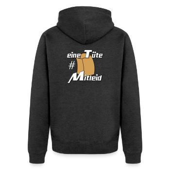 Party Shirt ,Feiern , Karneval, Tüte Mitleid (25) - Unisex Premium Bio Zip Hoodie - Anthrazit meliert - Hinten - Nico (187cm)