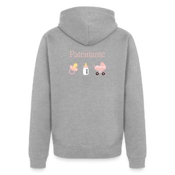 Patentante Geburt Mädchen Taufe - Unisex Premium Bio Zip Hoodie - Grau meliert - Hinten - Nico (187cm)