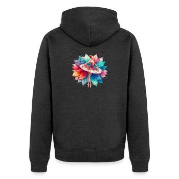 Balletttänzerin mit Tutu - Unisex Premium Bio Zip Hoodie - Anthrazit meliert - Hinten - Nico (187cm)