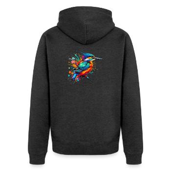 Eisvogel - Unisex Premium Bio Zip Hoodie - Anthrazit meliert - Hinten - Nico (187cm)