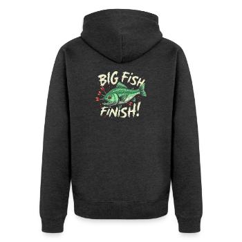 Darts big fFish finish Dart High Finish 170 - Unisex Premium Bio Zip Hoodie - Anthrazit meliert - Hinten - Nico (187cm)