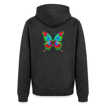 Papillon - Veste à capuche bio Premium Unisexe - anthracite chiné - Dos - Nico (187cm)