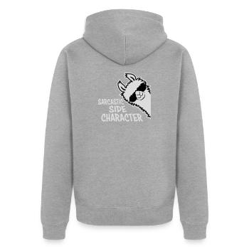 Lama Alpaga Personnage secondaire sarcastique - Veste à capuche bio Premium Unisexe - gris chiné - Dos - Nico (187cm)