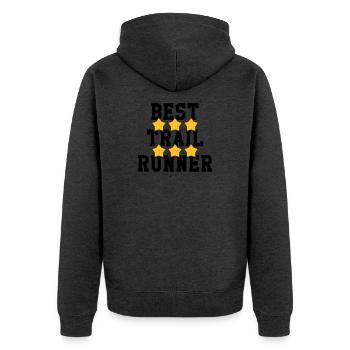 Course à Pied / Running / Jogging / Coureur - Veste à capuche bio Premium Unisexe - anthracite chiné - Dos - Nico (187cm)