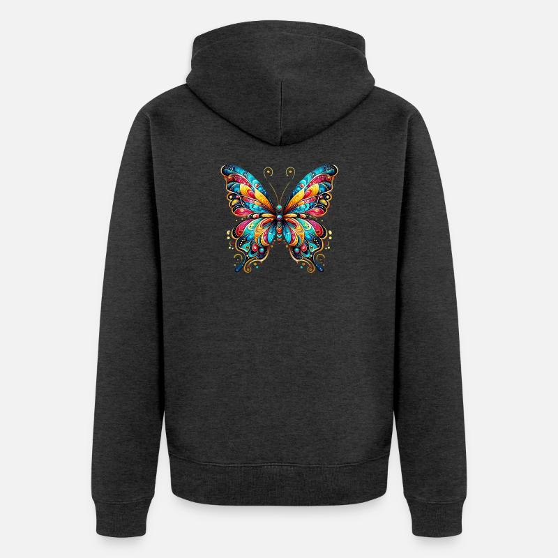 Papillon - Veste à capuche bio Premium Unisexe - anthracite chiné