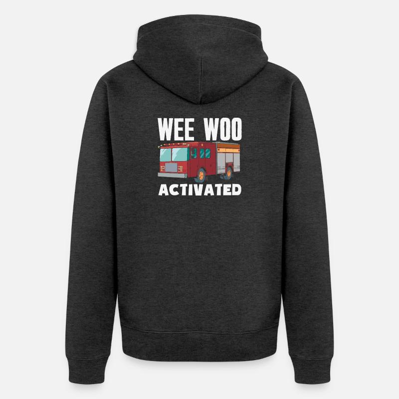 Wee Woo Squad Fire Tiny Feuerwehrmann - Unisex Premium Bio Zip Hoodie - Anthrazit meliert