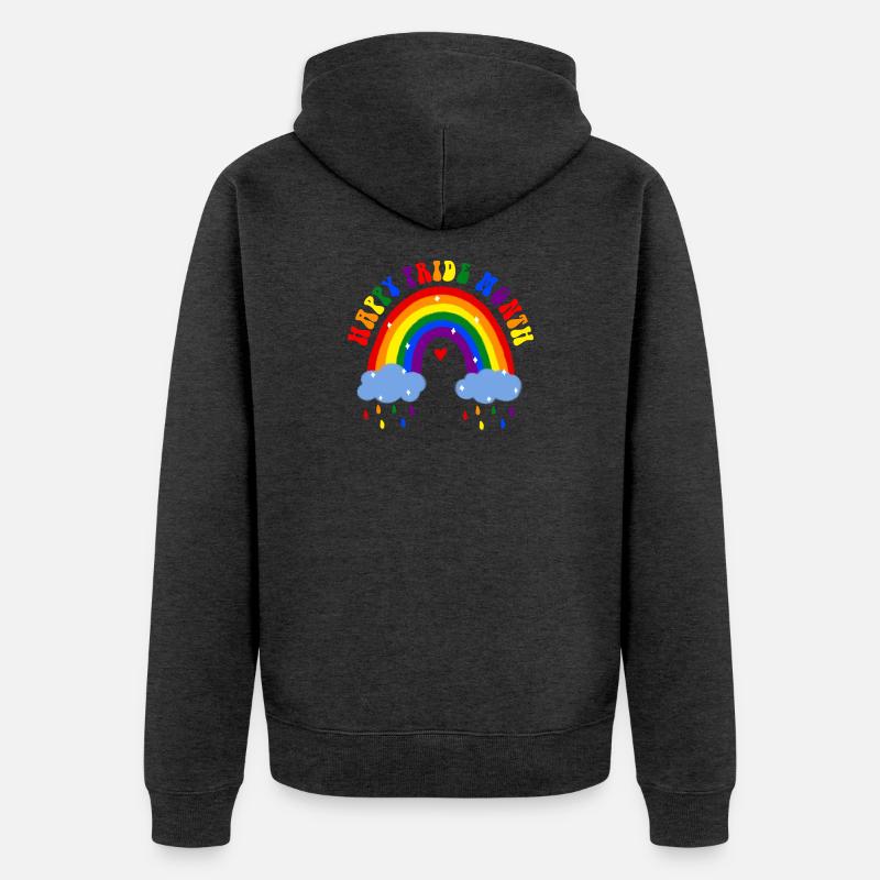 Joyeux mois de la fierté LGBT Rainbow - Veste à capuche bio Premium Unisexe - anthracite chiné