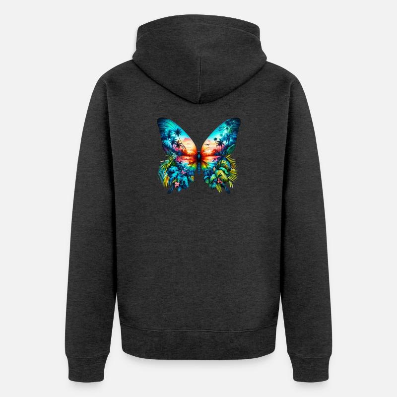 Papillon - Veste à capuche bio Premium Unisexe - anthracite chiné