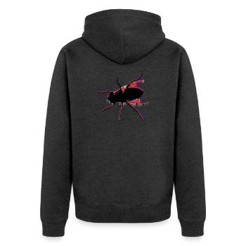 Fliege fischen No. 5 - Unisex Premium Bio Zip Hoodie - Anthrazit meliert - Hinten - Nico (187cm)