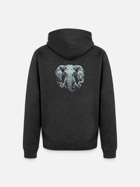 Elefant, der Zigarre rauchend - Unisex Premium Bio Zip Hoodie - Anthrazit meliert