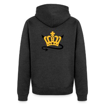 Devil | Queen | King | Königin | König | Crown | - Veste à capuche bio Premium Unisexe - anthracite chiné - Dos - Nico (187cm)