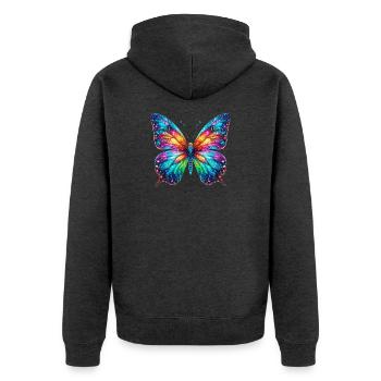 Papillon - Veste à capuche bio Premium Unisexe - anthracite chiné - Dos - Nico (187cm)