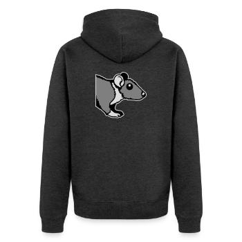 Rat avant Côté semi-curieux rongeur drôle - Veste à capuche bio Premium Unisexe - anthracite chiné - Dos - Nico (187cm)